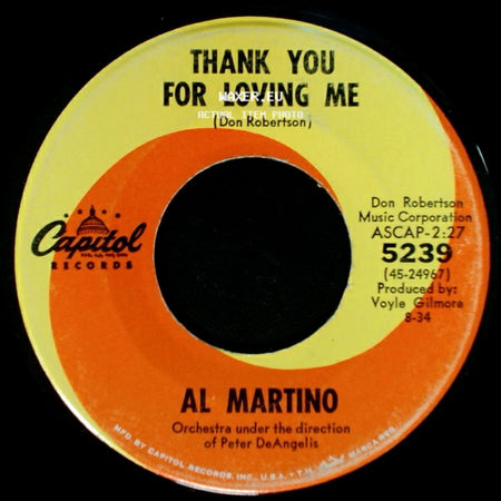 Al Martino - Thank You For Loving Me / Always Together side A