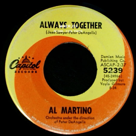 Al Martino - Thank You For Loving Me / Always Together side B