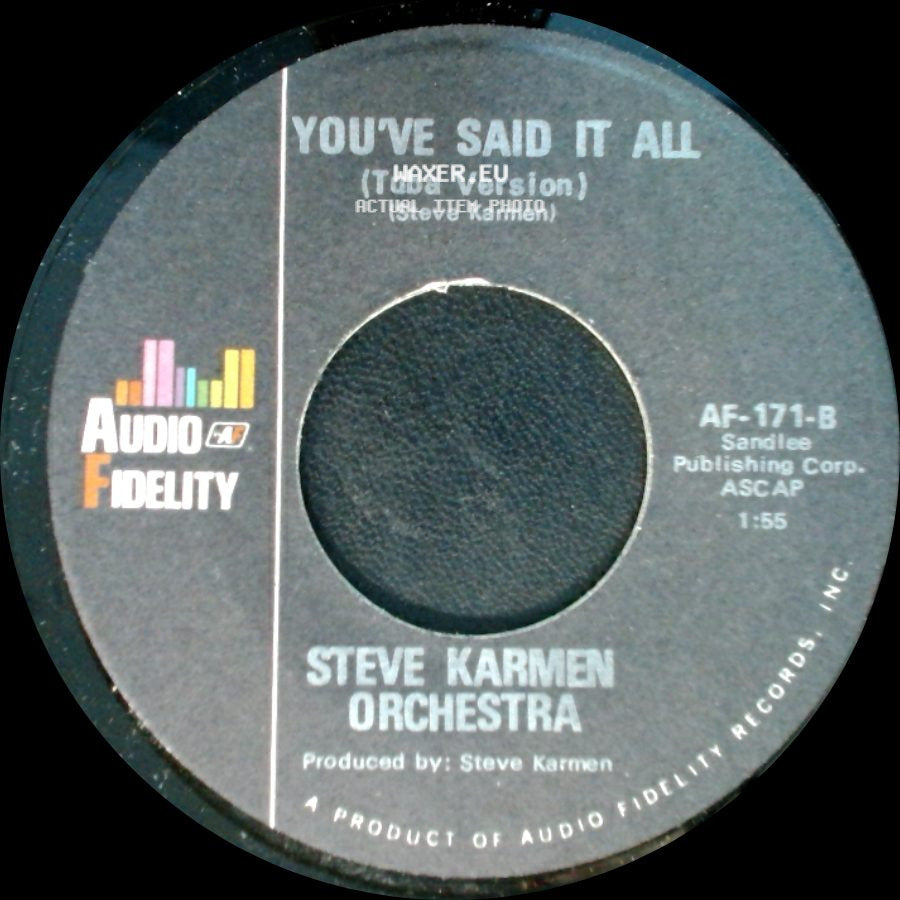 Steve Karmen Orchestra - You've Said It All / You've Said It All (Tuba Version) side B