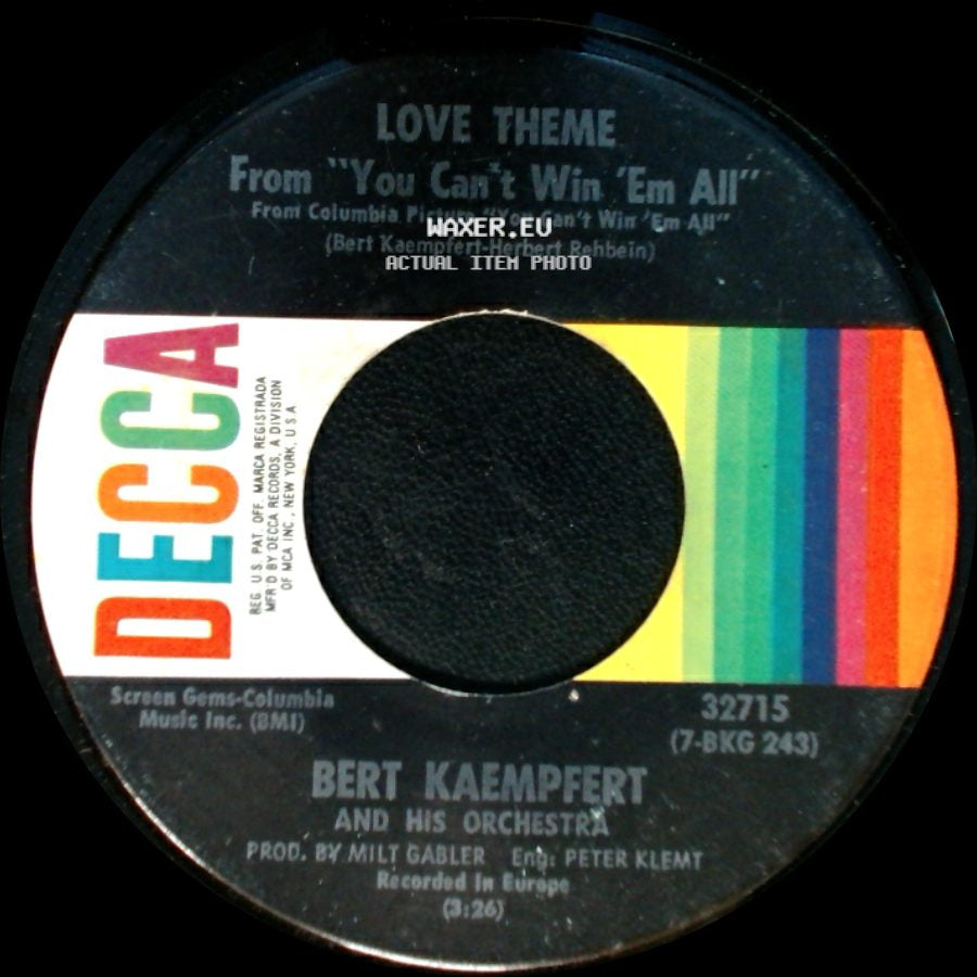 Bert Kaempfert And His Orchestra - Flight To Mecca / Love Theme From "You Can't Win 'em All" side B