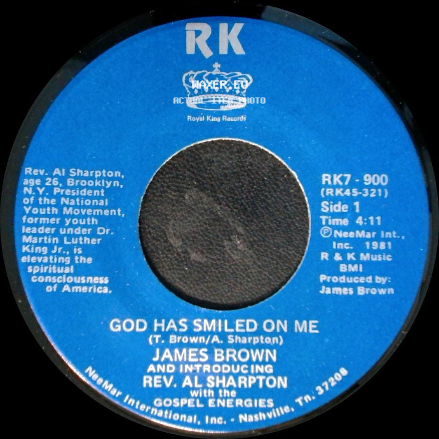 James Brown And Introducing Rev. Al Sharpton With The Gospel Energies - God Has Smiled On Me / God Has Smiled On Me (Pt. 2) side A