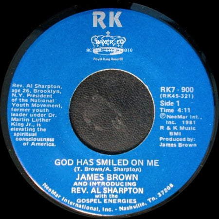 James Brown And Introducing Rev. Al Sharpton With The Gospel Energies - God Has Smiled On Me / God Has Smiled On Me (Pt. 2) side A