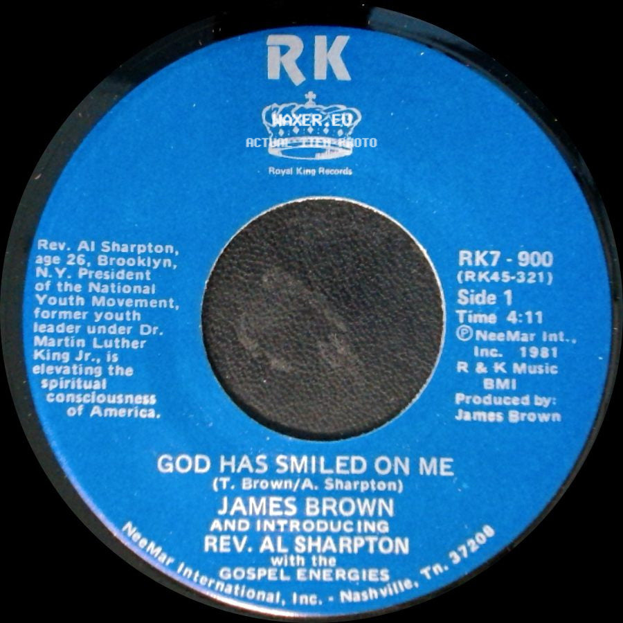 James Brown And Introducing Rev. Al Sharpton With The Gospel Energies / James Brown And Introducing Rev. Al Sharpton - God Has Smiled On Me / God Has Smiled On Me (Pt. 2) side A
