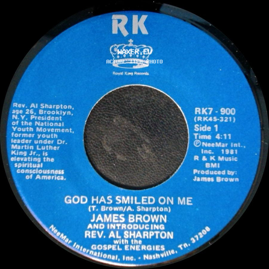 James Brown And Introducing Rev. Al Sharpton With The Gospel Energies - God Has Smiled On Me / God Has Smiled On Me (Pt. 2) side A