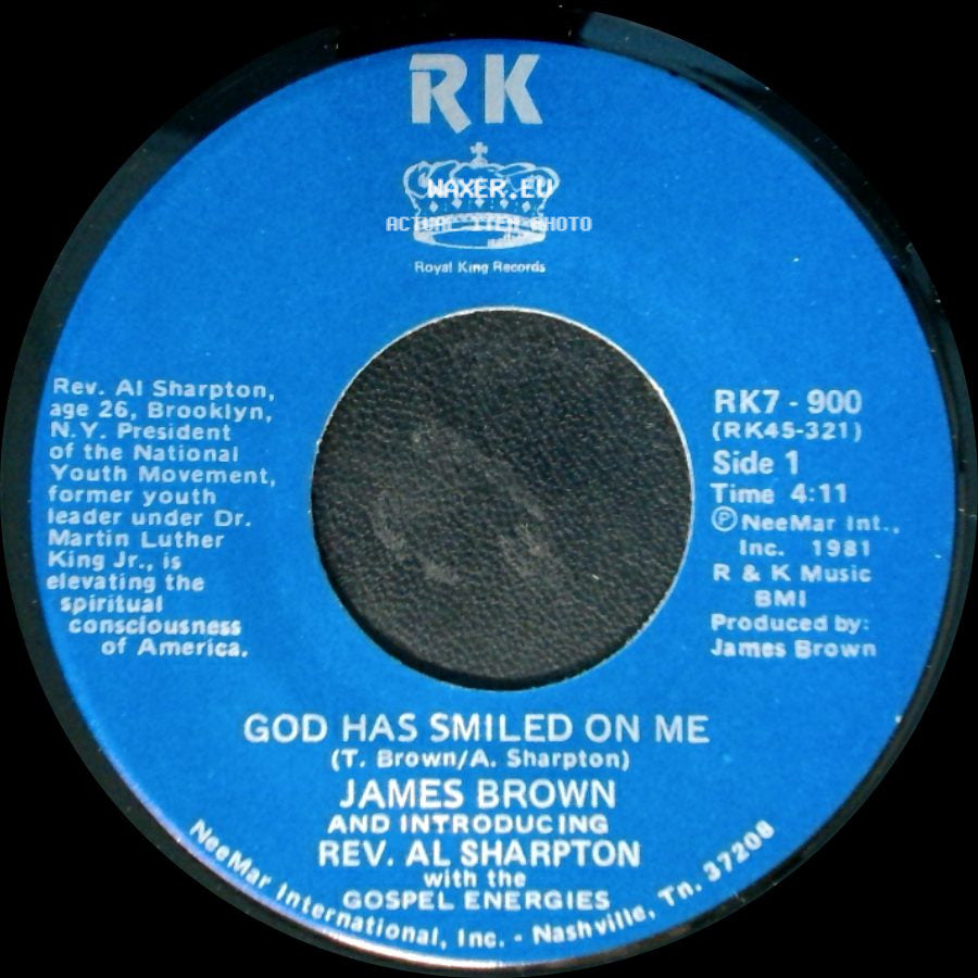 James Brown And Introducing Rev. Al Sharpton With The Gospel Energies - God Has Smiled On Me / God Has Smiled On Me (Pt. 2) side A
