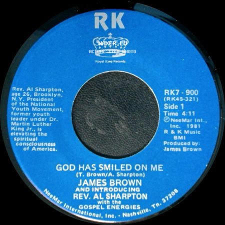 James Brown And Introducing Rev. Al Sharpton With The Gospel Energies - God Has Smiled On Me / God Has Smiled On Me (Pt. 2) side A