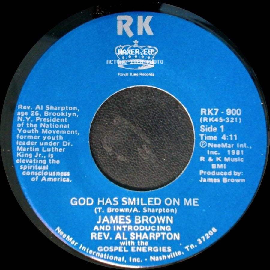 James Brown And Introducing Rev. Al Sharpton With The Gospel Energies - God Has Smiled On Me / God Has Smiled On Me (Pt. 2) side A