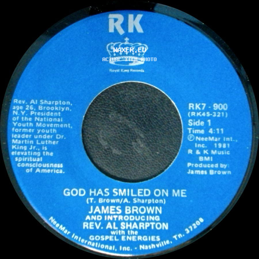 James Brown And Introducing Rev. Al Sharpton With The Gospel Energies - God Has Smiled On Me / God Has Smiled On Me (Pt. 2) side A