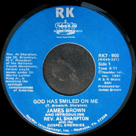 James Brown And Introducing Rev. Al Sharpton With The Gospel Energies - God Has Smiled On Me / God Has Smiled On Me (Pt. 2) side A