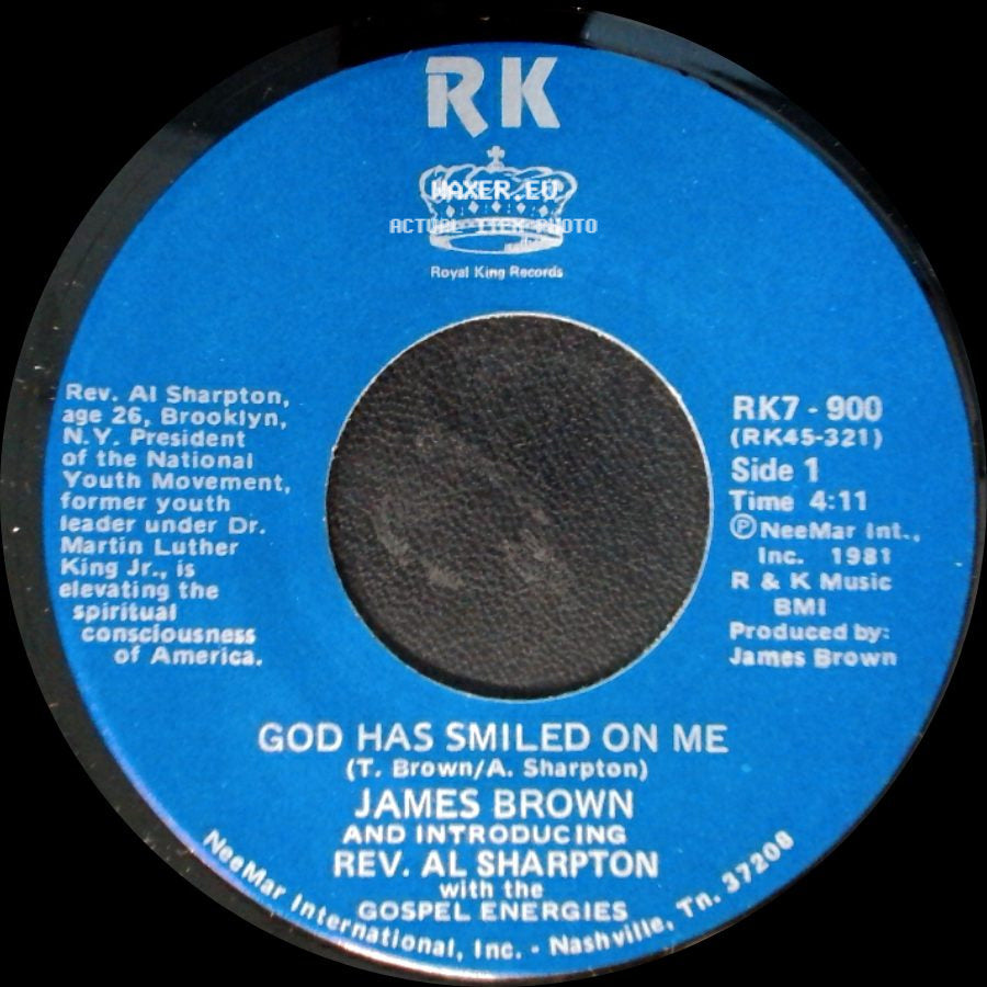 James Brown And Introducing Rev. Al Sharpton With The Gospel Energies - God Has Smiled On Me / God Has Smiled On Me (Pt. 2) side A