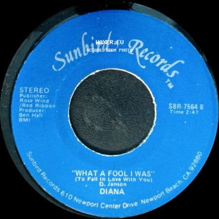 Diana - He's The Fire / What A Fool I Was (To Fall In Love With You) side B