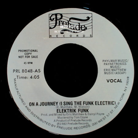Elektrik Funk - On A Journey (I Sing The Funk Electric) / On A Journey (I Sing The Funk Electric) side A