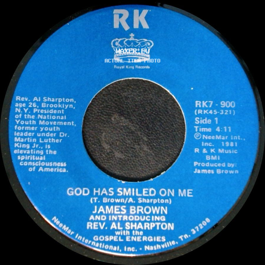 James Brown And Introducing Rev. Al Sharpton With The Gospel Energies - God Has Smiled On Me / God Has Smiled On Me (Pt. 2) side A
