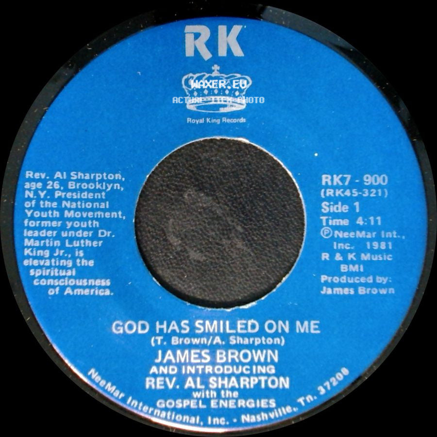 James Brown And Introducing Rev. Al Sharpton With The Gospel Energies - God Has Smiled On Me / God Has Smiled On Me (Pt. 2) side A