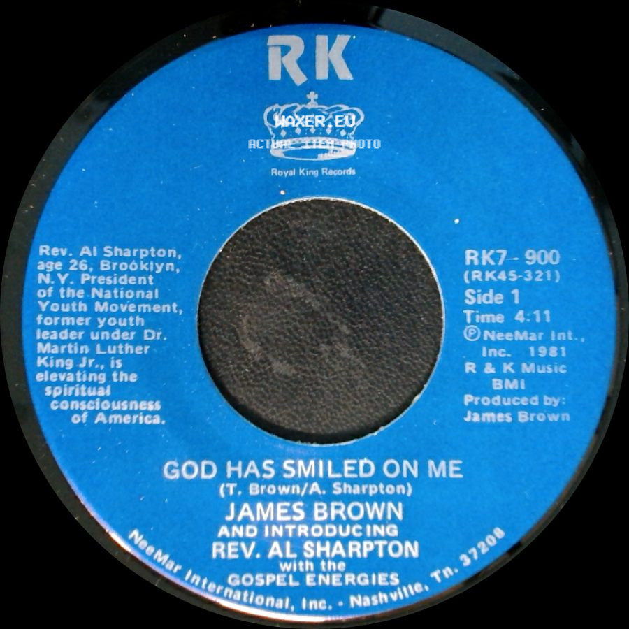 James Brown And Introducing Rev. Al Sharpton With The Gospel Energies - God Has Smiled On Me / God Has Smiled On Me (Pt. 2) side A