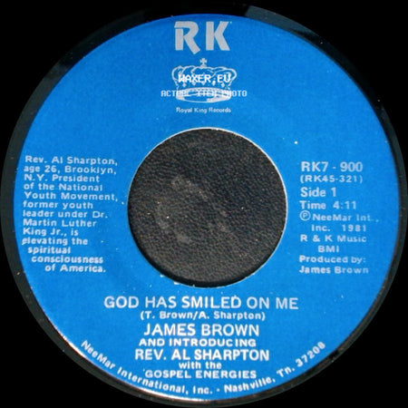 James Brown And Introducing Rev. Al Sharpton With The Gospel Energies - God Has Smiled On Me / God Has Smiled On Me (Pt. 2) side A