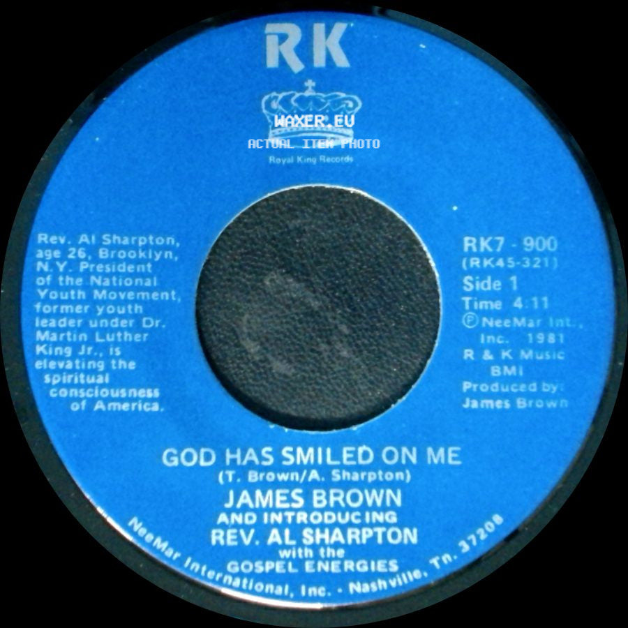 James Brown And Introducing Rev. Al Sharpton With The Gospel Energies - God Has Smiled On Me / God Has Smiled On Me (Pt. 2) side A