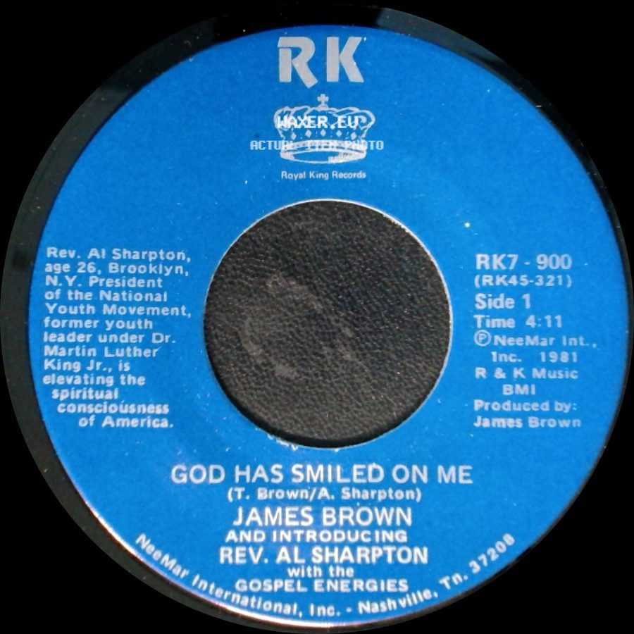 James Brown And Introducing Rev. Al Sharpton With The Gospel Energies - God Has Smiled On Me / God Has Smiled On Me (Pt. 2) side A