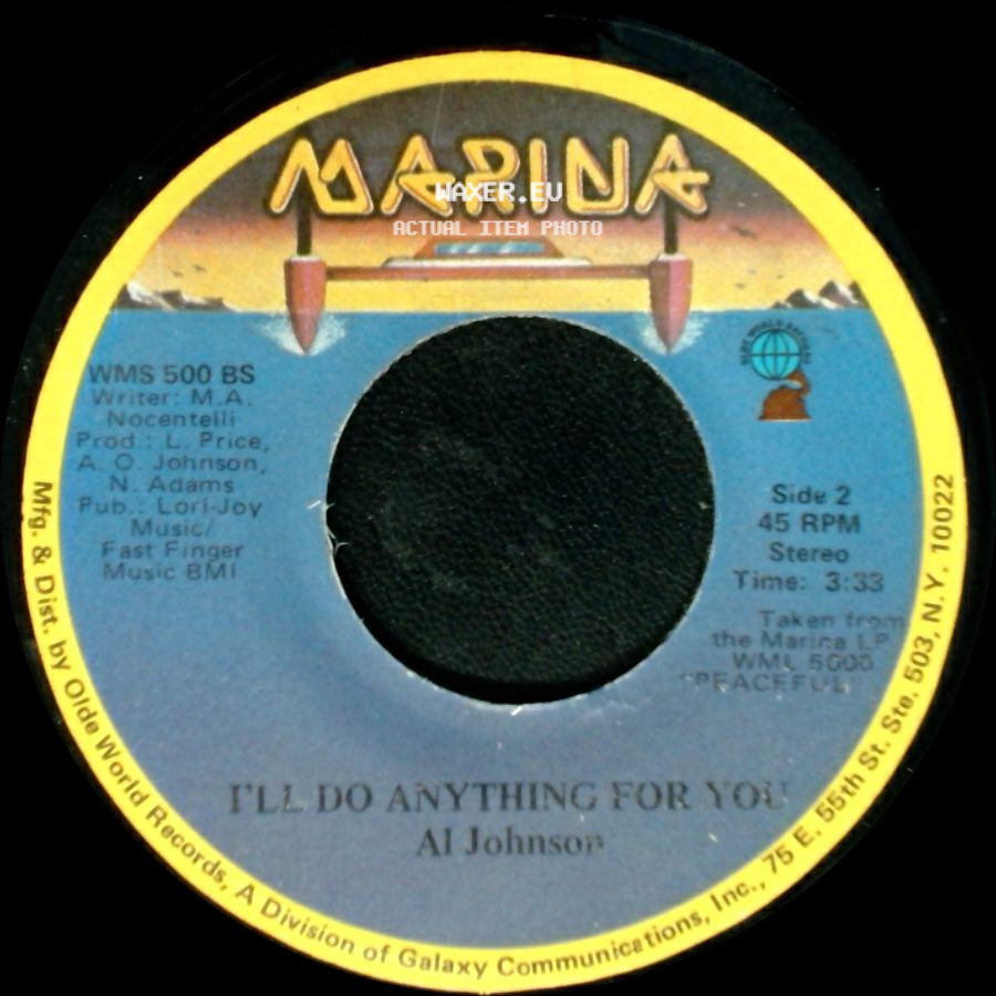 Al Johnson - It's Not Too Late / I'll Do Anything For You side B