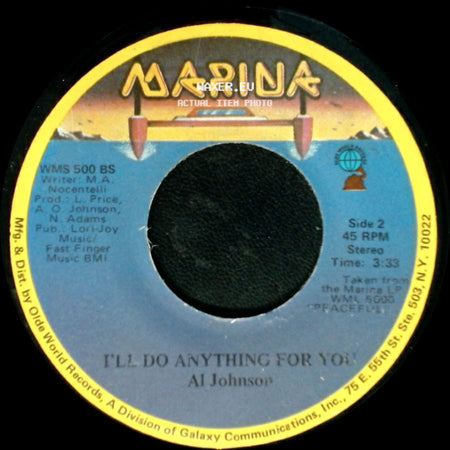 Al Johnson - It's Not Too Late / I'll Do Anything For You side B