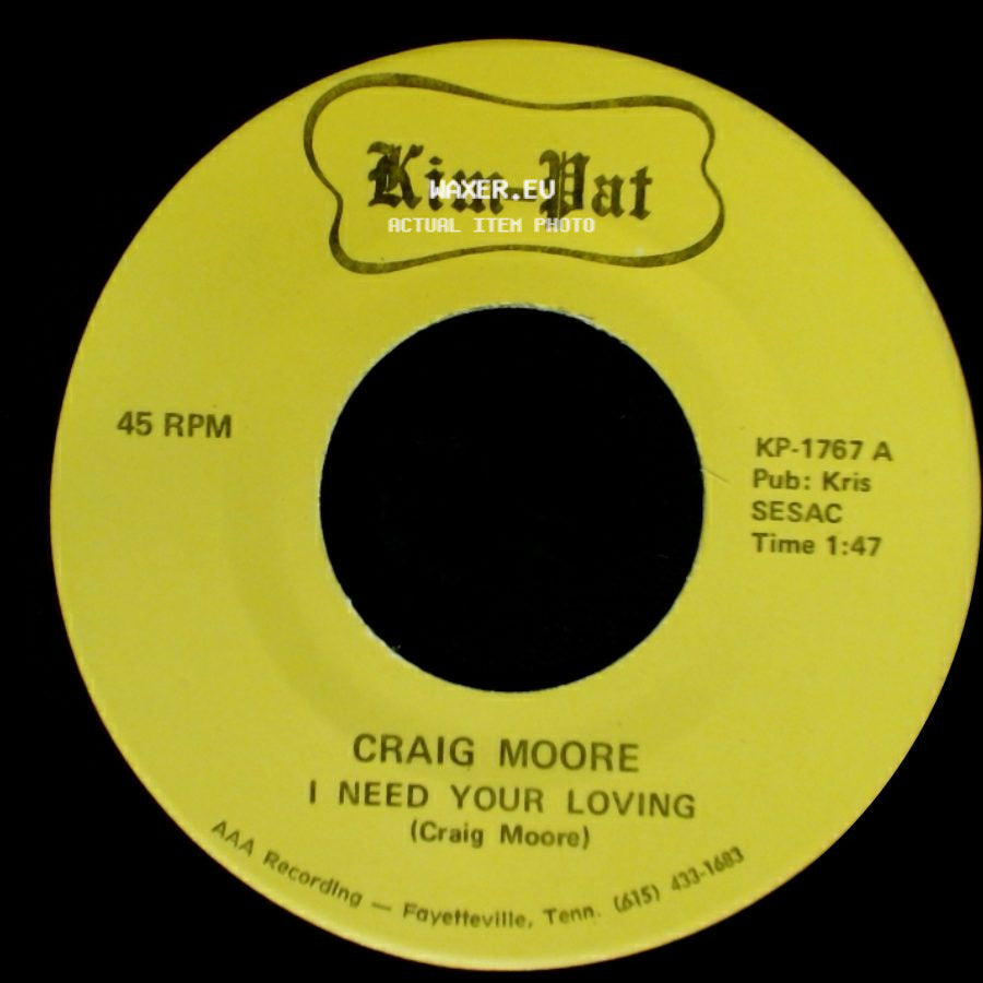 Craig Moore - Counting Memories / I Need Your Loving side B