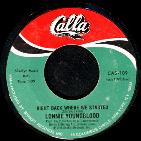 Lonnie Youngblood - Right Back Where We Started / Let My Love Bring Out The Woman In You side A