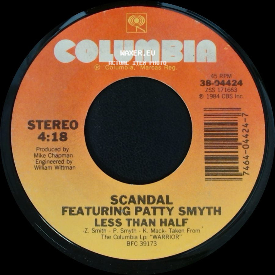 Scandal Featuring Patty Smyth - The Warrior / Less Than Half side B