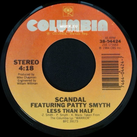 Scandal Featuring Patty Smyth - The Warrior / Less Than Half side B