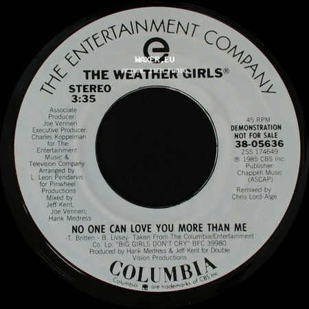 The Weather Girls - No One Can Love You More Than Me / No One Can Love You More Than Me side A