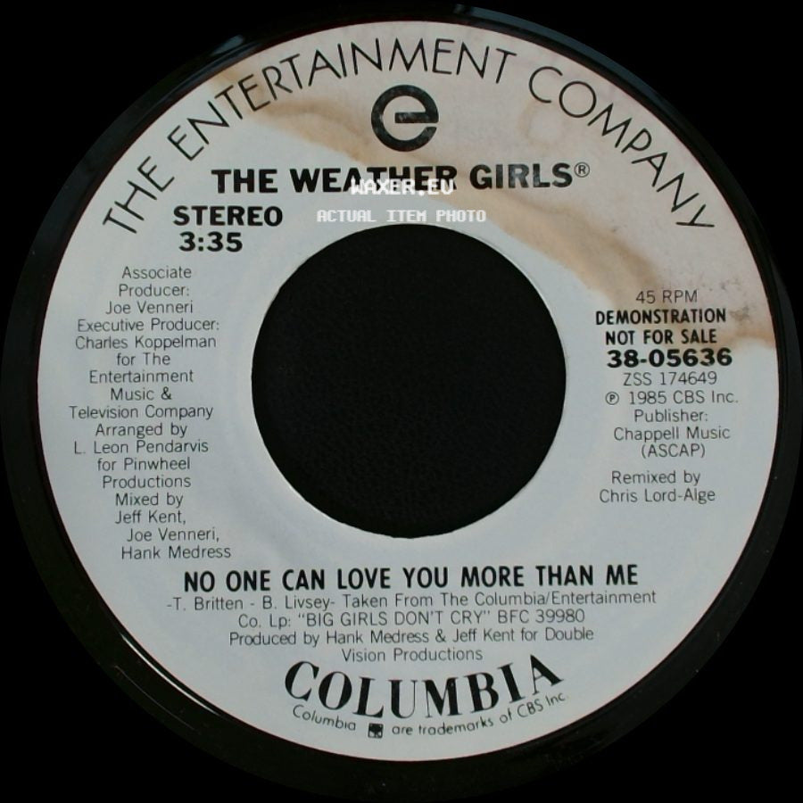 The Weather Girls - No One Can Love You More Than Me / No One Can Love You More Than Me side B