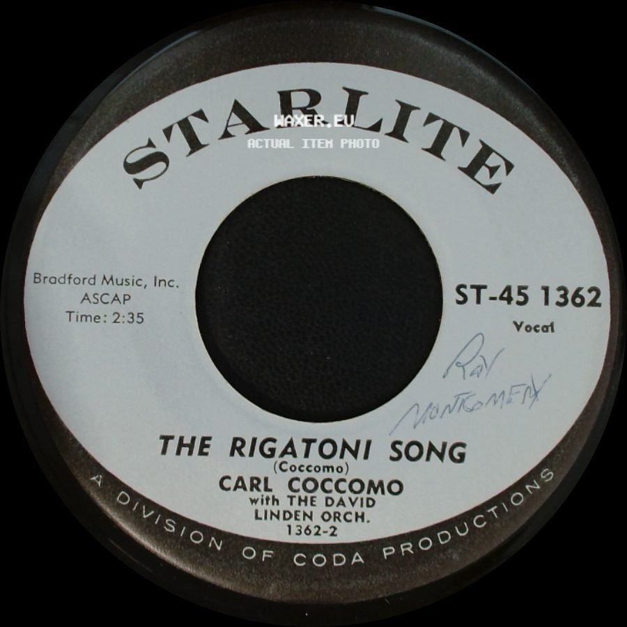 Carl Coccomo / Carl Coccomo With The David Linden Orch. - When You Come To Me / The Rigatoni Song side B