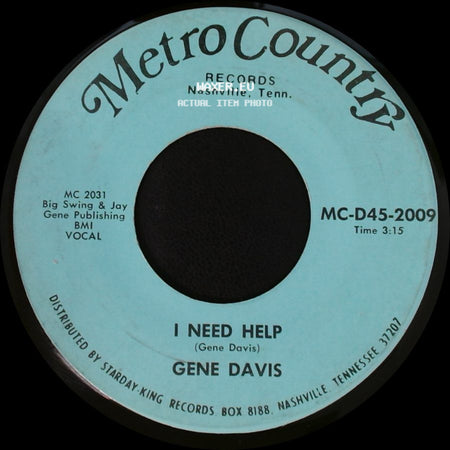 Gene Davis - I Need Help / I Gotta Finish That Dream side A