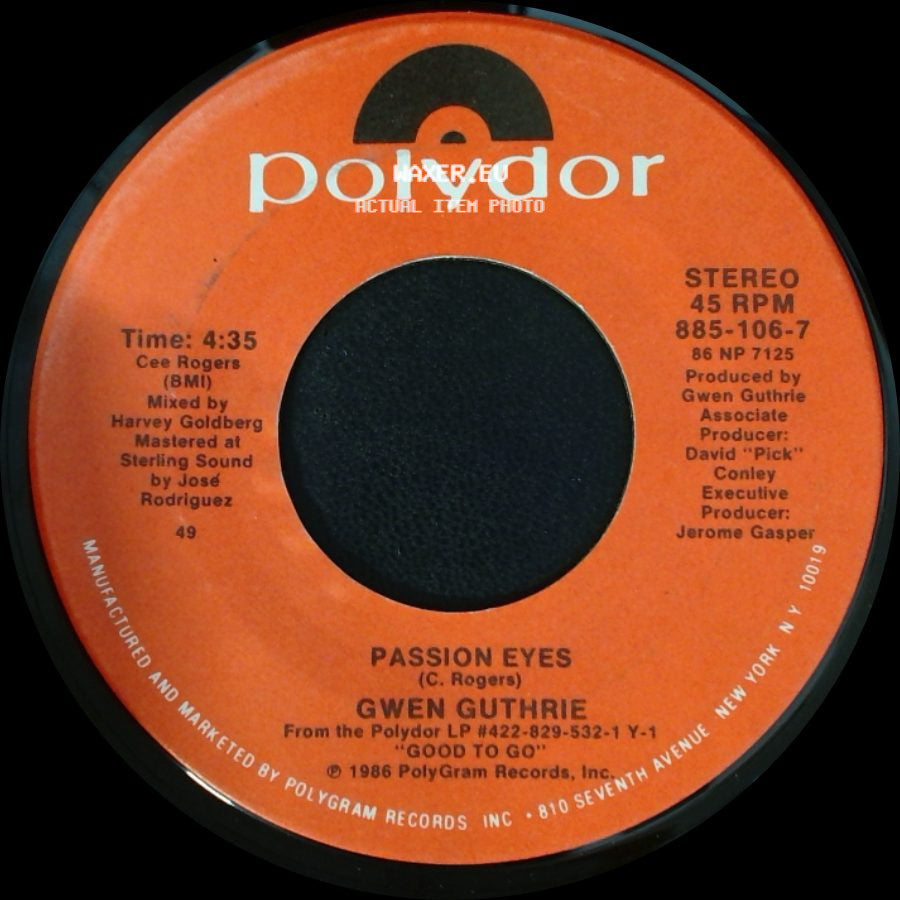 Gwen Guthrie - Ain't Nothin' Goin' On But The Rent / Passion Eyes side B