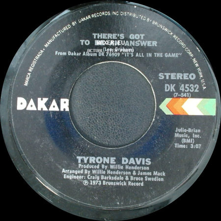 Tyrone Davis - What Goes Up (Must Come Down) / There's Got To Be An Answer side B