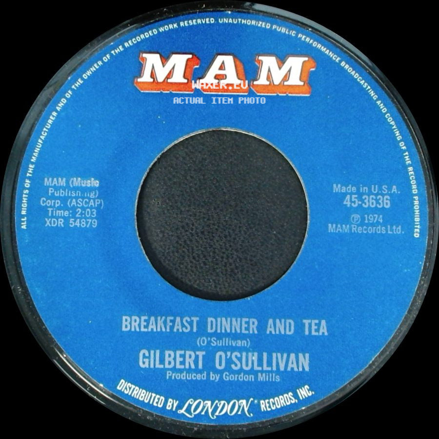 Gilbert O'sullivan - Breakfast Dinner And Tea / Happiness Is Me And You side A