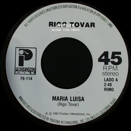 Rigo Tovar - Maria Luisa / Vuelve A Encender Mi Fuego side A