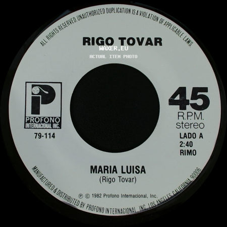 Rigo Tovar - Maria Luisa / Vuelve A Encender Mi Fuego side A