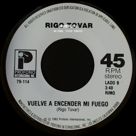 Rigo Tovar - Maria Luisa / Vuelve A Encender Mi Fuego side B