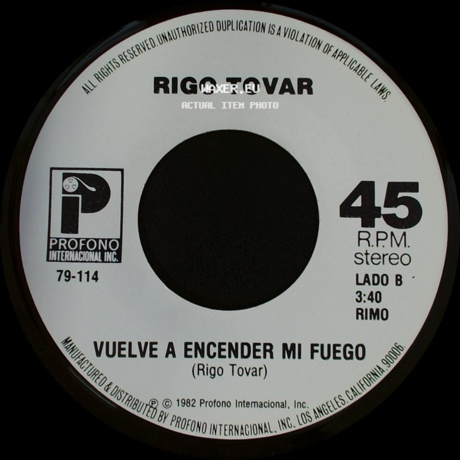 Rigo Tovar - Maria Luisa / Vuelve A Encender Mi Fuego side B