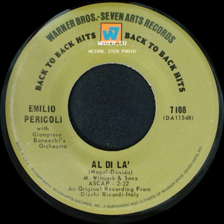 Emilio Pericoli / Emilio Pericoli With Giampiero Boneschi's Orchestra - Solo Piu Che Mai (Strangers In The Night) / Al Di La' side B