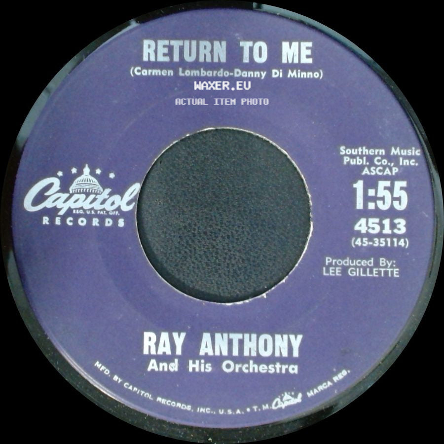Ray Anthony And His Orchestra - The Gurney Slade Theme / Return To Me side B
