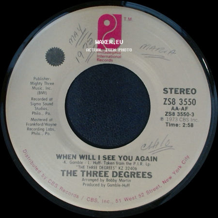 The Three Degrees - When Will I See You Again / Year Of Decision side A