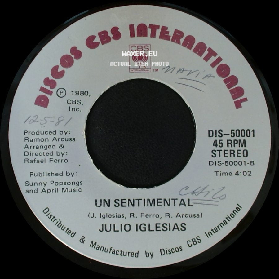 Julio Iglesias - Hey Chilo / Un Sentimental side B