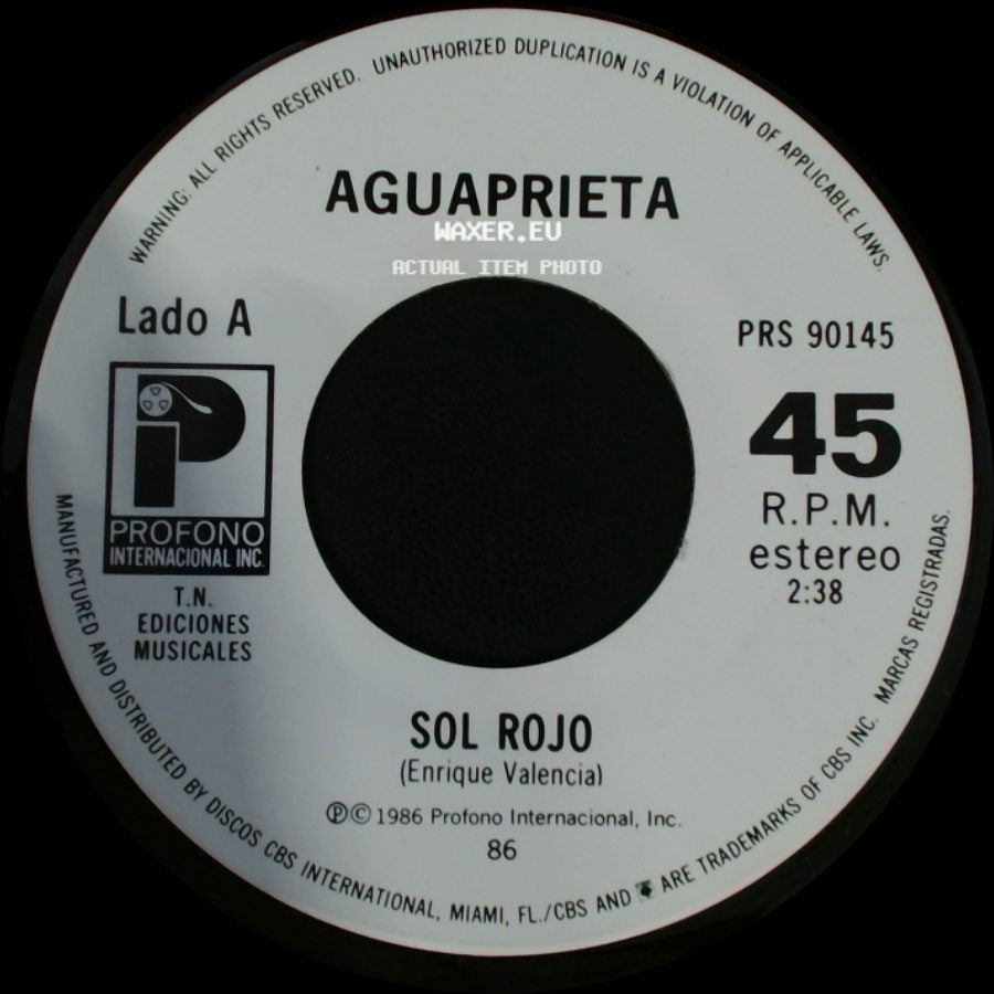 Aguaprieta - Sol Rojo / Alla Nos Vemos En Mexico side A