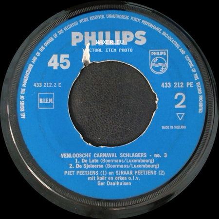 Sjraar Peetjens En Piet Peetjens / Piet Peetjens En Sjraar Peetjens - Venloosche Carnaval Schlagers - No. 3 / Venloosche Carnaval Schlagers - No. 3 side B