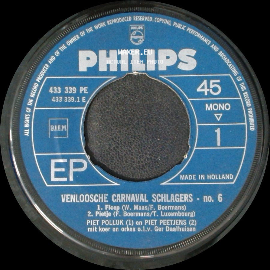 Piet Polluk En Piet Peetjens - Venloosche Carnaval Schlagers - No. 6 / Venloosche Carnaval Schlagers - No. 6 side B