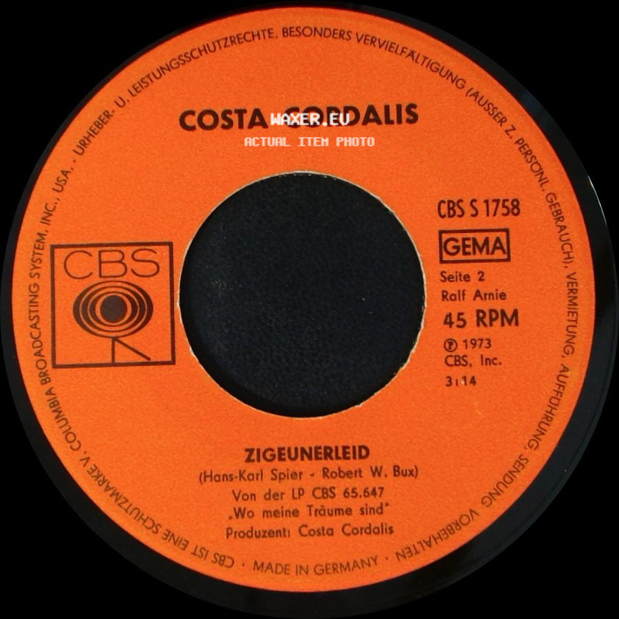 Costa Cordalis - Carolina, Komm / Zigeunerleid side B