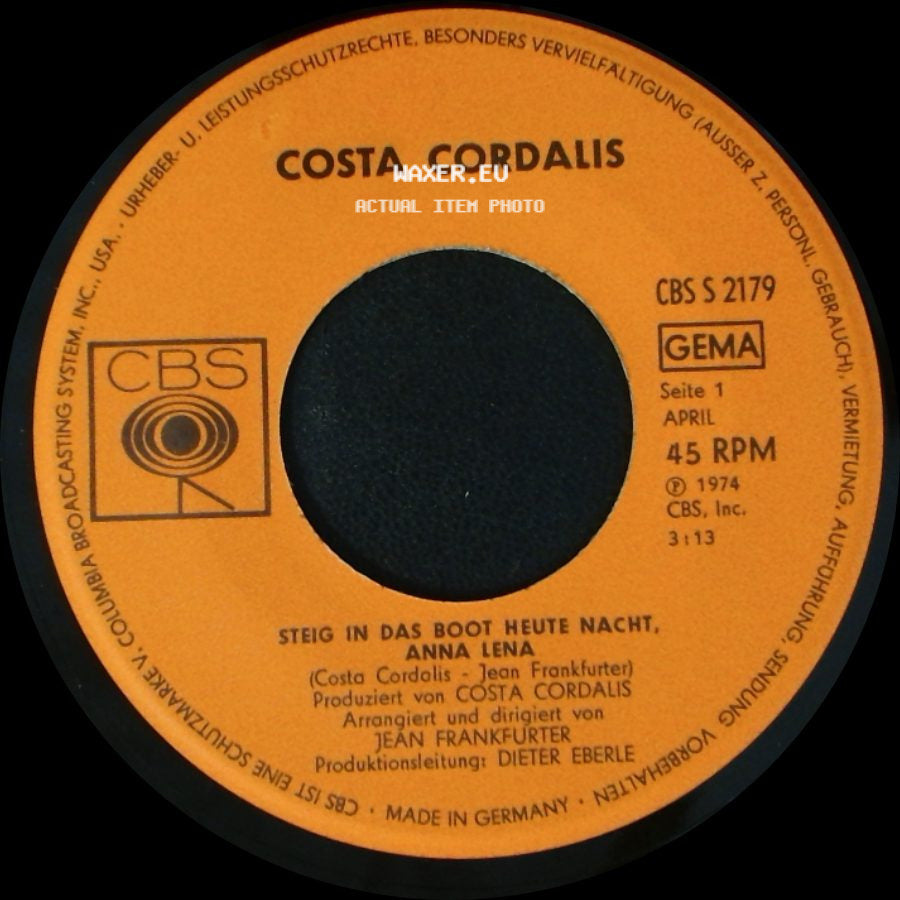 Costa Cordalis - Das Kleine Weisse Haus / Steig In Das Boot Heute Nacht, Anna Lena side B
