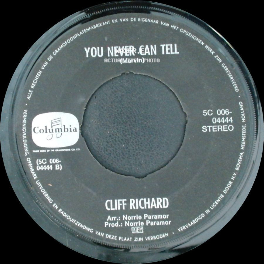 Cliff Richard - Goodbye Sam Hello Samantha / You Never Can Tell side B