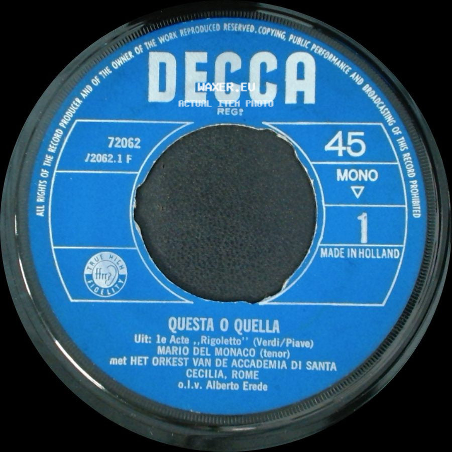 Mario Del Monaco - Questa O Quella / La Donna È Mobile side A